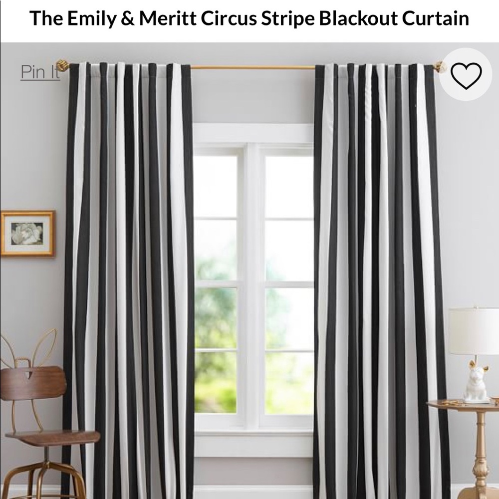 PB Teen Emily & Meritt black/white drapes 63”